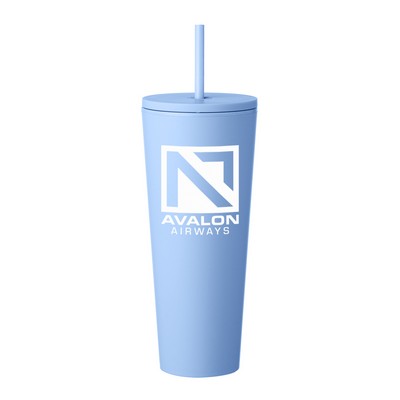 24 oz. Sleekline Rubberized Travel Mug (1 Color Imprint)