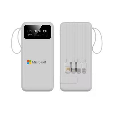 Portable LED Display 10000mAh Power Bank with Built in Cables