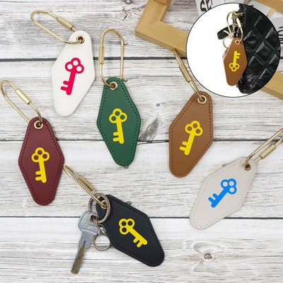 Diamond Shape PU Leather Keychain Tag