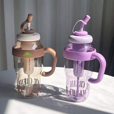 44oz Large Capacity Plastic Tumbler with Straw and Handle