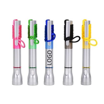2-in-1 Glowing Torch Light Pen with Lanyard