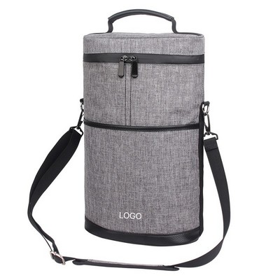 Outdoor Oxford Cloth Wine Cooler Bag Insulated Cylindrical Champagne Tote Portable Waterproof