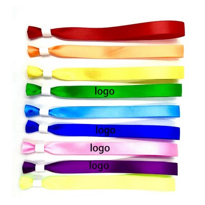Soft Satin Polyester Ribbon Wristband With Plastic Slide