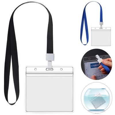 Clear Protective Card Sleeve with Neck Strap