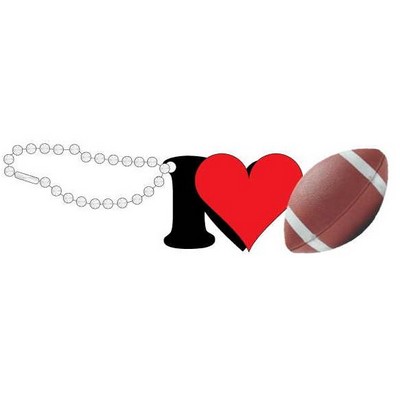 I Love Football Promotional Key Chain w/ Black Back (6 Square Inch)