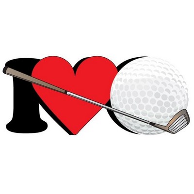 I Love Golf Magnet w/ Full Magnetic Back (6 Square Inch)