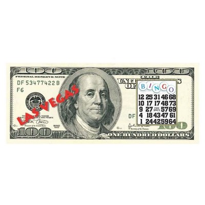 Las Vegas Bingo $100 Bill Magnet w/ Full Magnetic Back (3 Square Inch)