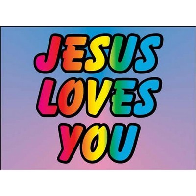 Jesus Loves You Rectangle Badge w/ Bar Pin (2 1/2"x3 1/2")