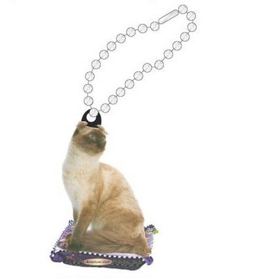 American Curl Cat Promotional Key Chain w/ Black Back (6 Square Inch)