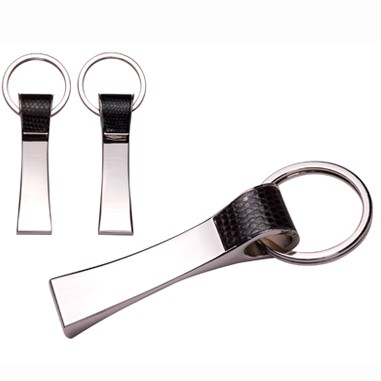 Silver Plated Keyring w/Leatherette Accent