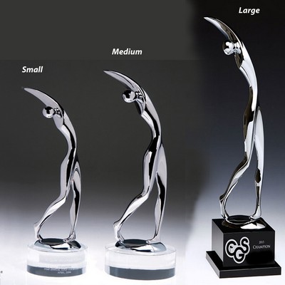 Fantastic Metal Golfer Trophy with Crystal Base