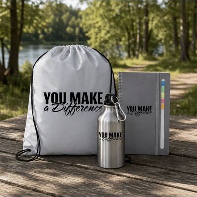 Essentials Gift Set with Drawstring Bag, Journal & Bottle