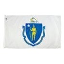 Massachusetts Indoor Parade Flag w/Pole Hem And Fringe (5'x8')