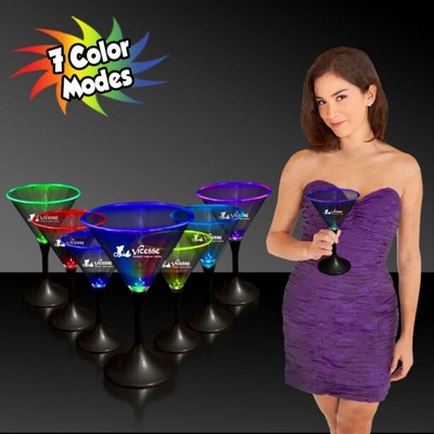 7 Oz. Laser Engraved Light-Up Martini Glass w/Black Base