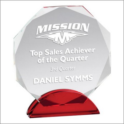 Ruby Octagon Crystal Award, 6 1/2"H