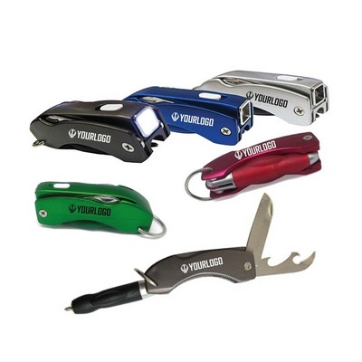 Multi Functional LED Foldable Ball Pen with Keychain