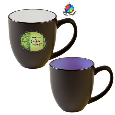 14 Oz. Vitrified Two-Tone Hilo Matte Black out / Lavender Purple in Bistro Mug - Full Color