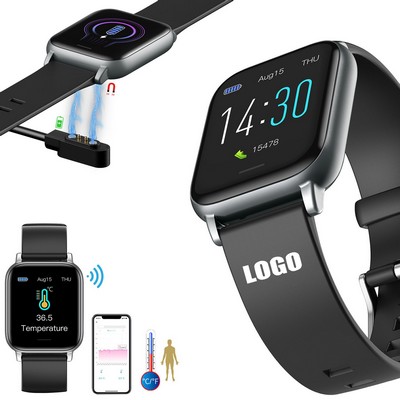 Thermometer Tracker Smart Watch Fitness Bracelet W/ Square Face