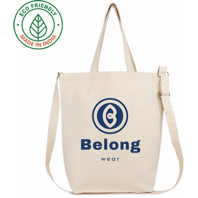 Crossbody Travel 11 oz Canvas Tote Bag | Everyday Carryall Grocery (16x16x6)
