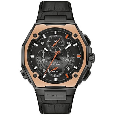 Bulova Watches Men's Marc Anthony X Leather Strap Watch Black Dial. Limited Edition