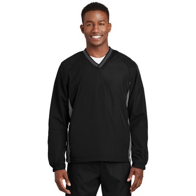 Sport-Tek Tipped V-Neck Raglan Wind Shirt.