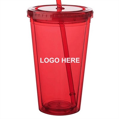 16 oz. Double Wall Tumblers With Straws