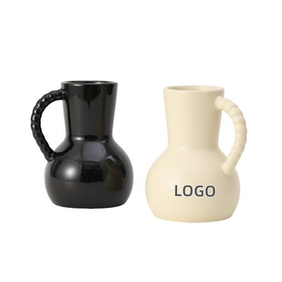 Ceramic Vase With Woven Pattern Handle