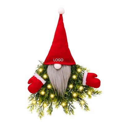 Christmas Light Up Faceless Santa Wreath Hanging Ornament Window Door Decor