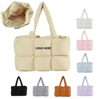 Lightweight Puffy Tote Bag with Compartments