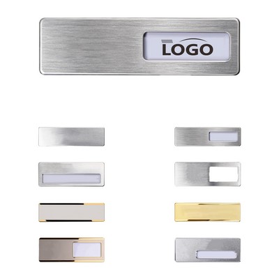 Stainless Steel Name Tag with Pin or Magnetic Back