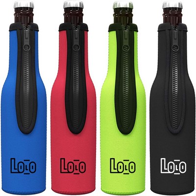 Zipper Beer Bottle Insulator Sleeve