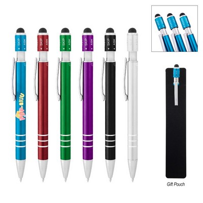 Recycled Aluminum Spin Game Top Pen With Stylus