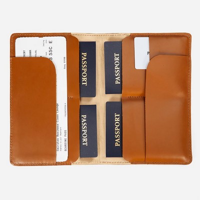 Family Passport Rust Brown Travel Organizer