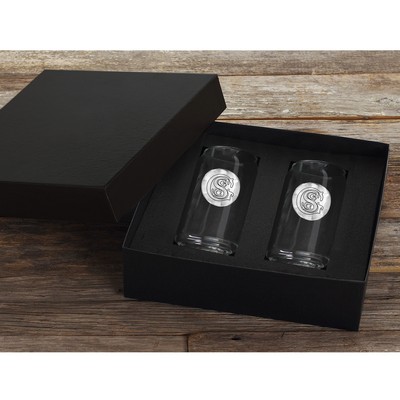 Beer Can Glass with Medallion Set of 2
