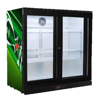 210L 2-Door Back Bar Refrigerator Sliding Door
