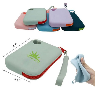 Portable Silicone Makeup Pouch Travel Cosmetic Organizer Bag