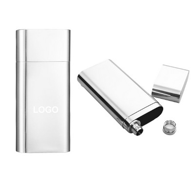 2oz Stainless Steel Hip Flask with Cigar Tube