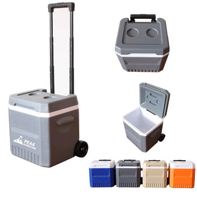 34QT Rolling Cooler Insulated Wheeled Ice Chest