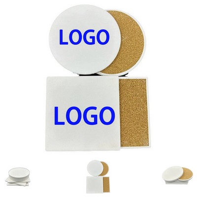 Absorbent Ceramic Coaster With Non Slip Cork Base
