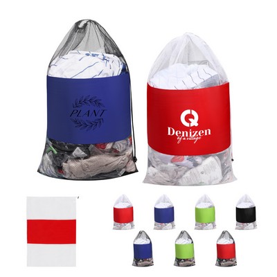 Large Capacity Drawstring Mesh Laundry Bag 25"x36"