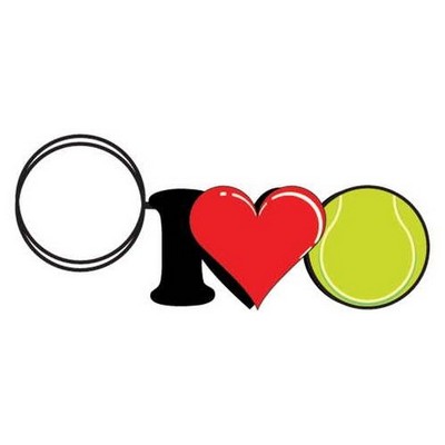 I Love Tennis Key Chain w/Clear Mirrored Back (12 Square Inch)