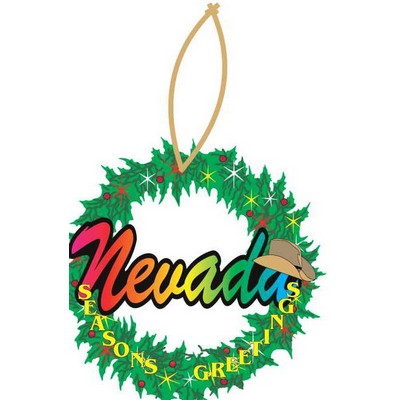 Nevada w/ Cowboy Hat Promotional Wreath Ornament w/ Black Back (12 Square Inch)