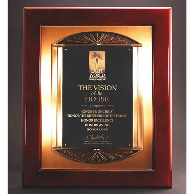 Rosewood Piano Finish Plaque With Cast Metal Frame