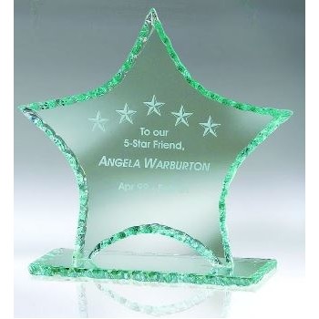 Small Jade Glass Pearl Edge Star Award