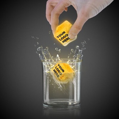 1 3/8" Yellow Lited Ice Cube(Pad Print)