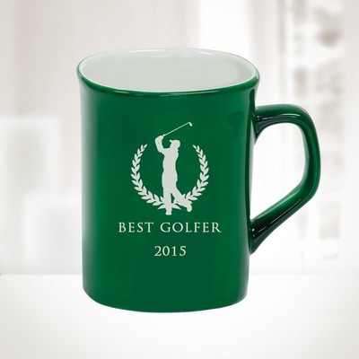 10 Oz Green Ceramic Round Corner Mug