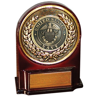 Stock 5 1/2" Medallion Award With 2" US Navy Coin and Engraving Plate