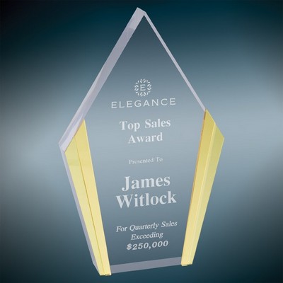 Gold Edge Diamond Acrylic Award, 5 1/4" x 8 1/2"