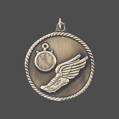 Silver Track High Relief Medal (2")
