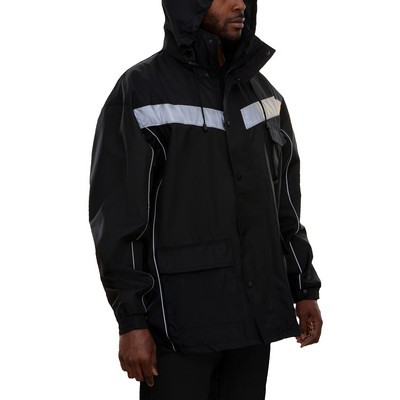 Reflective Apparel™ Mesh Lined Parka w/Detachable Hood -3M™ Scotchlite™ Reflective/Black